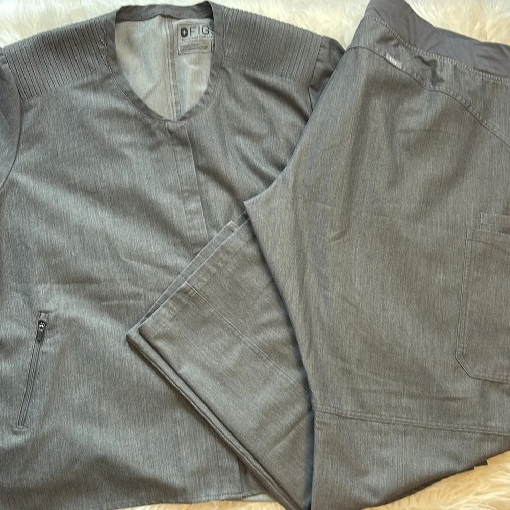 Figs Technical Collection Gray Scrubs Set Pants Top Bundle XXL Tall